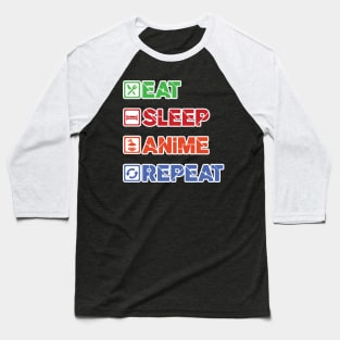 'Eat. Sleep. Anime.' Cool Japanese Anime Baseball T-Shirt
